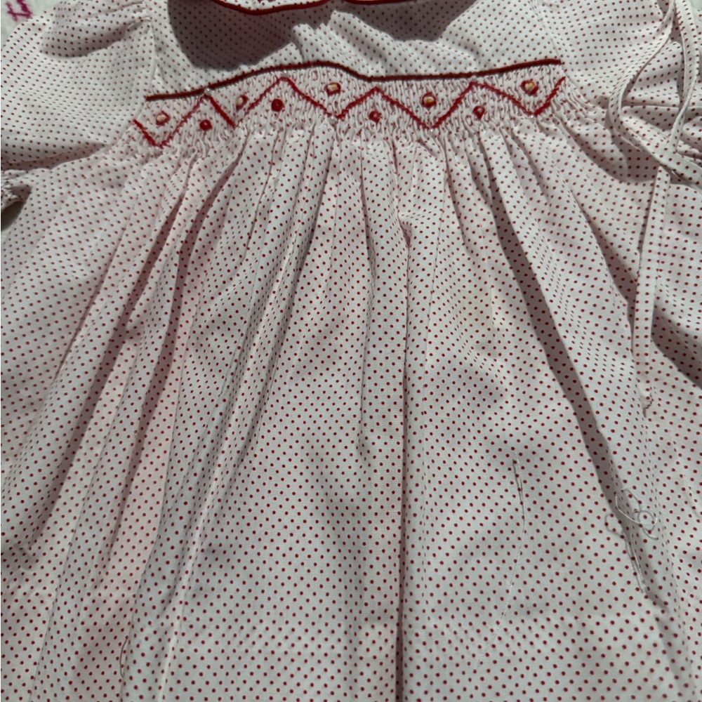 Petit Ami Pink and White Polka Dot Dress